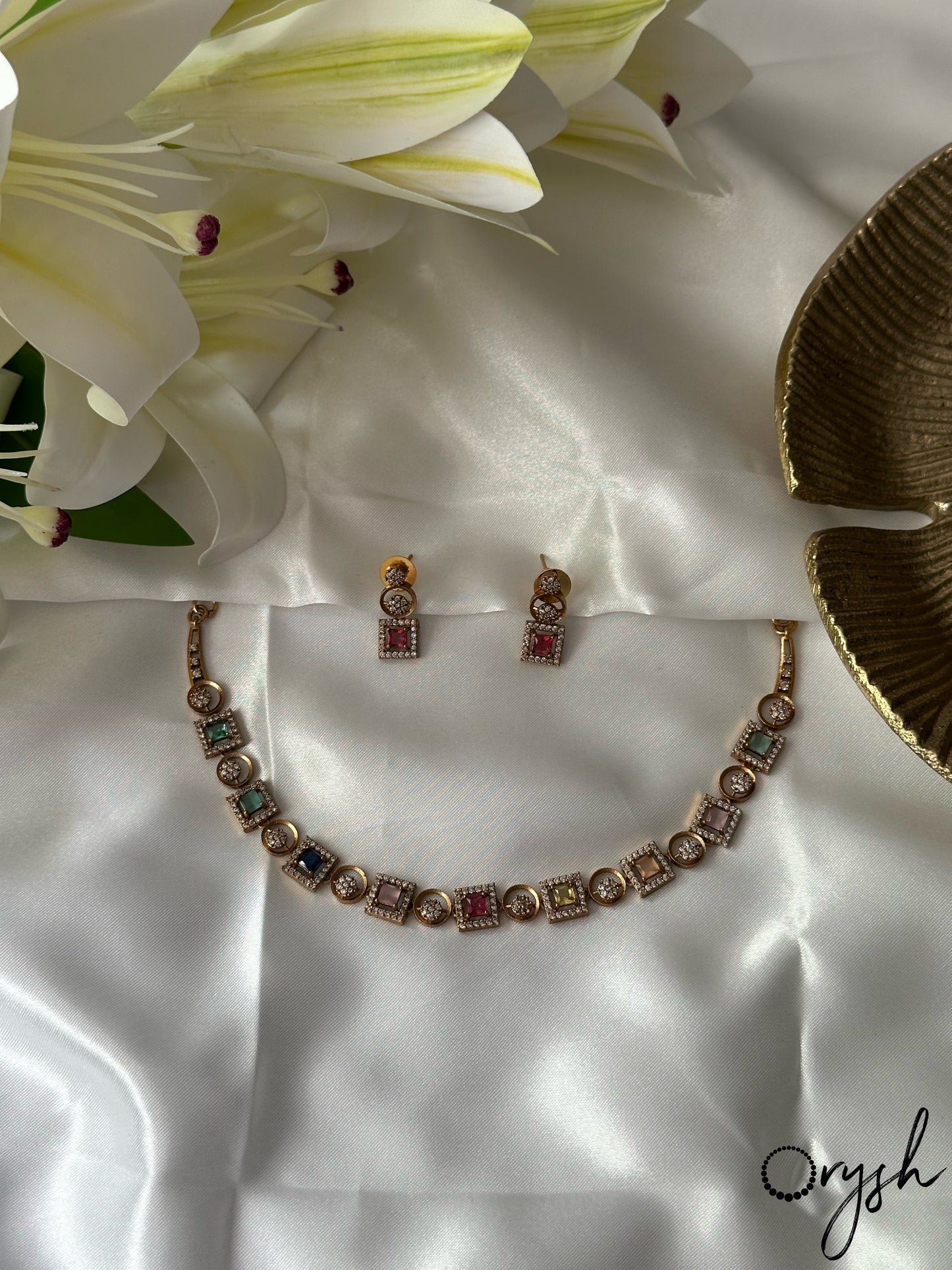 Precious Stone AD Necklace- 147