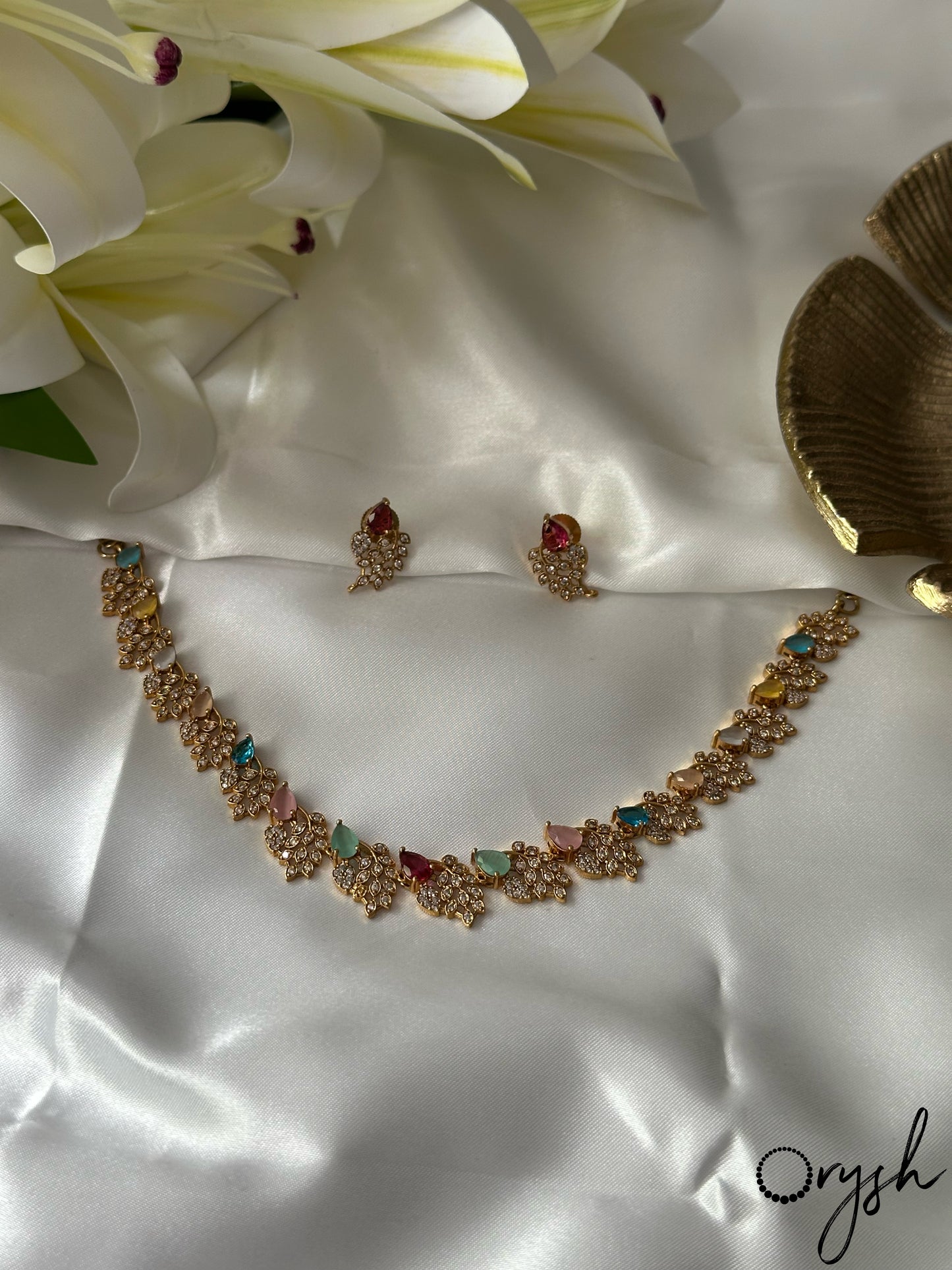 Multi Colour AD Necklace- 143