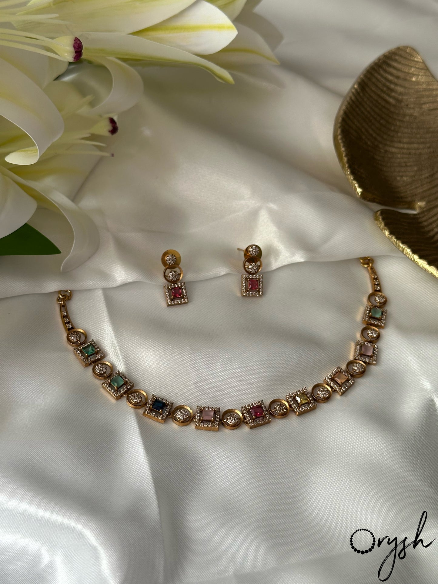 Precious Stone AD Necklace- 147