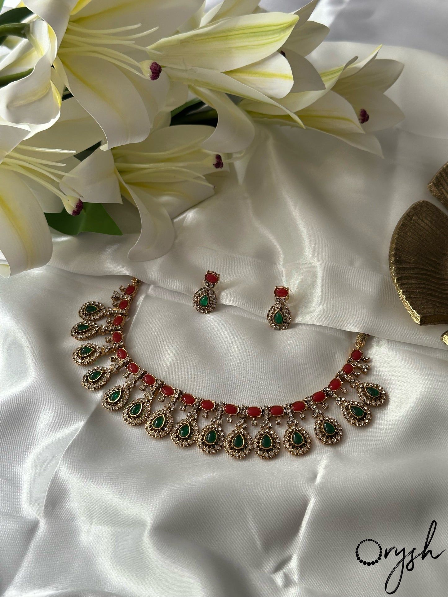 Coral beads AD Necklace- 138