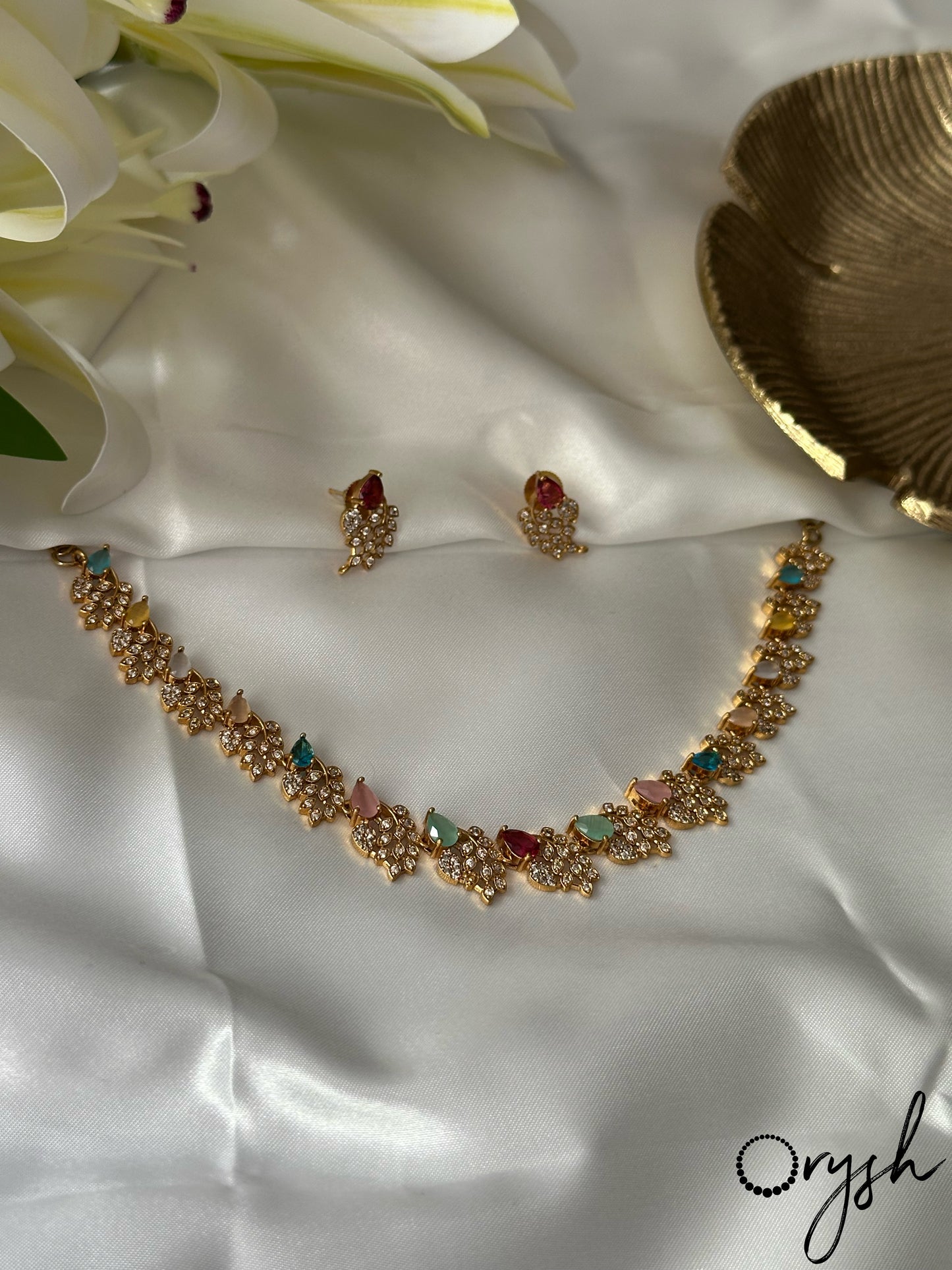 Multi Colour AD Necklace- 143