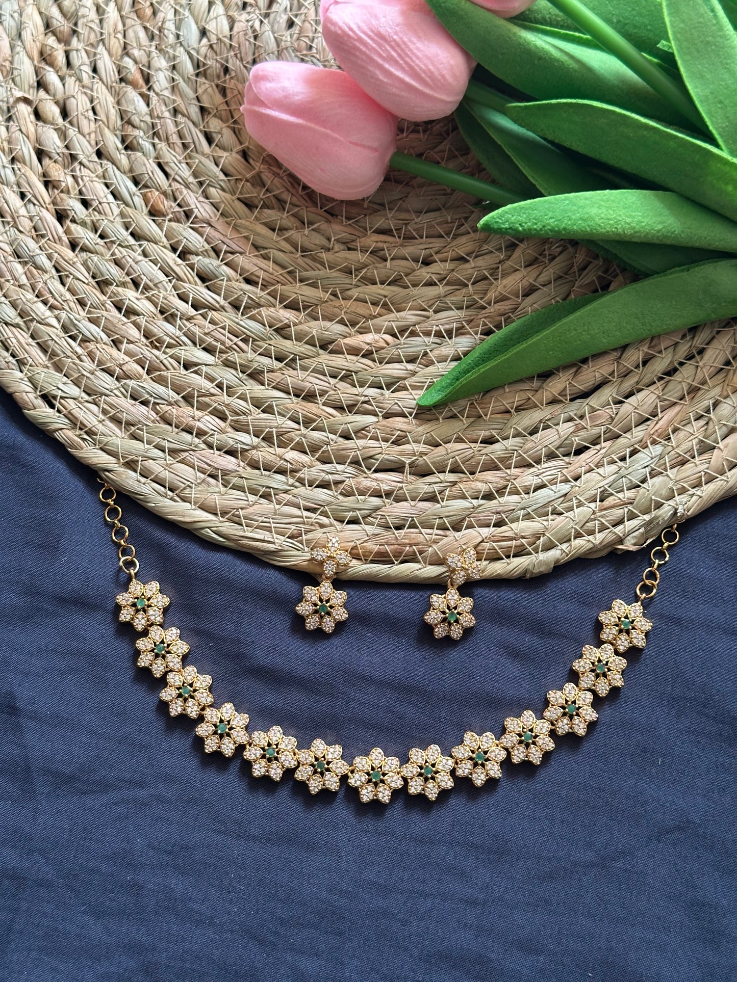 Floral AD necklace set- 102