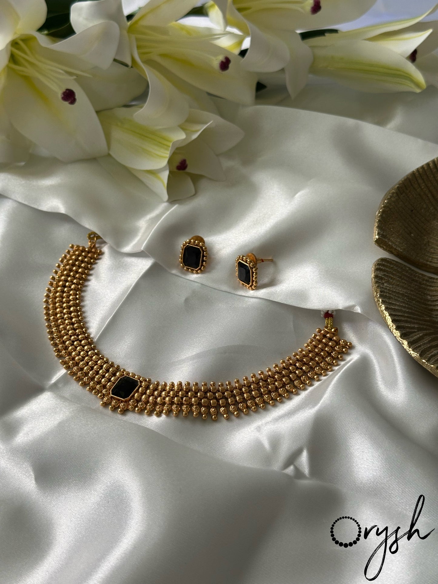 Flexible Gold Beads Necklace- 125