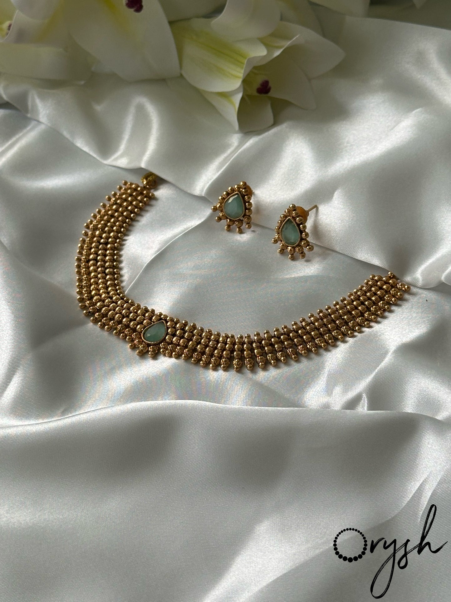 Flexible Gold Beads Necklace- 125
