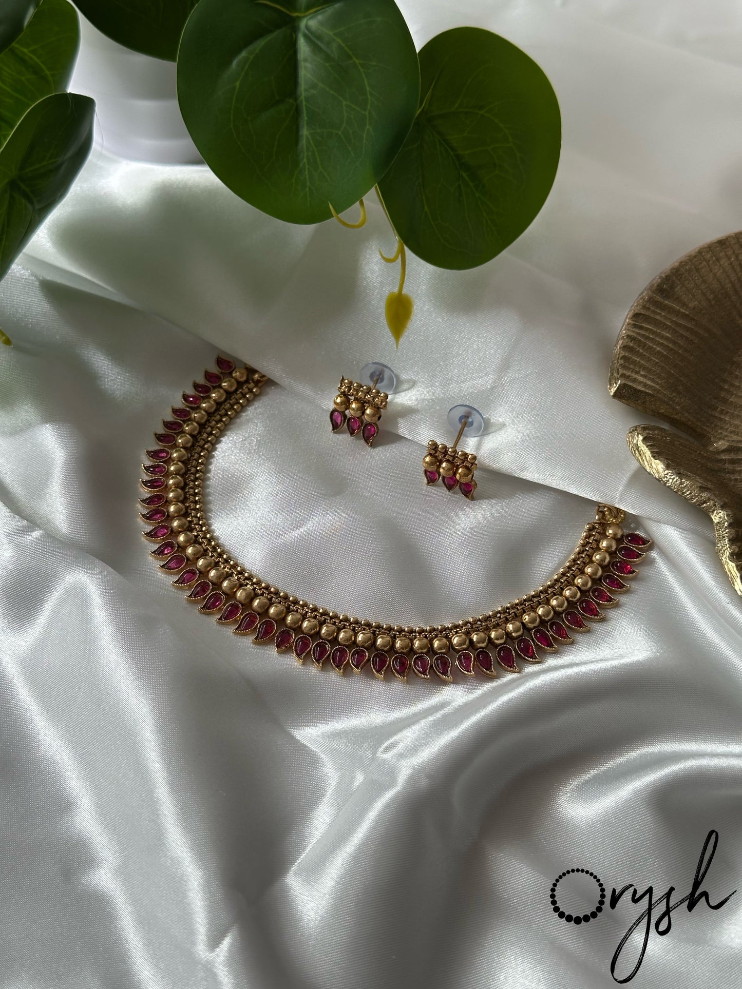 Gold Beads Manga Necklace- 128