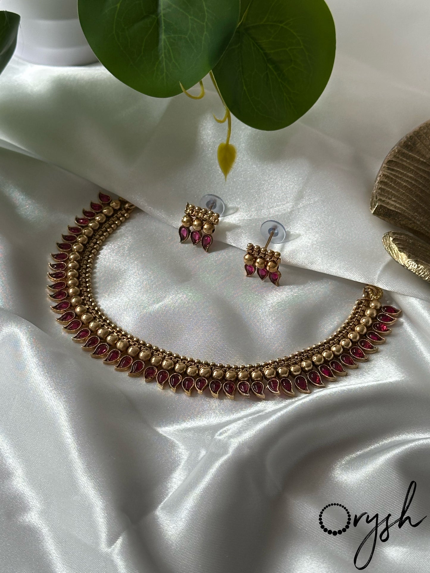 Gold Beads Manga Necklace- 128