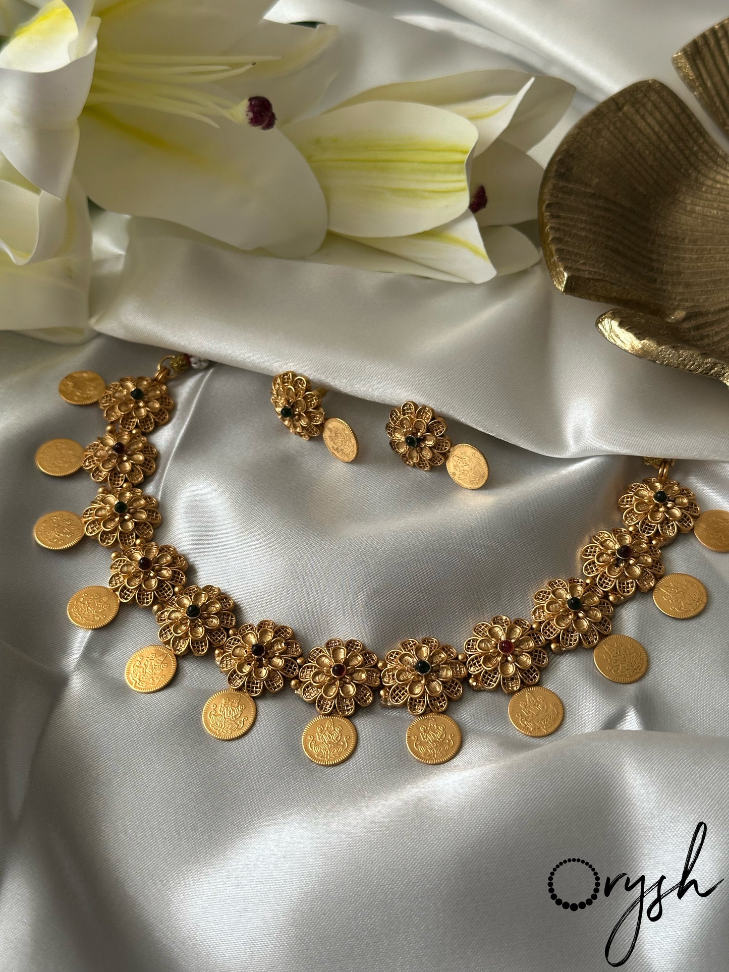 Floral Coin Necklace- 106