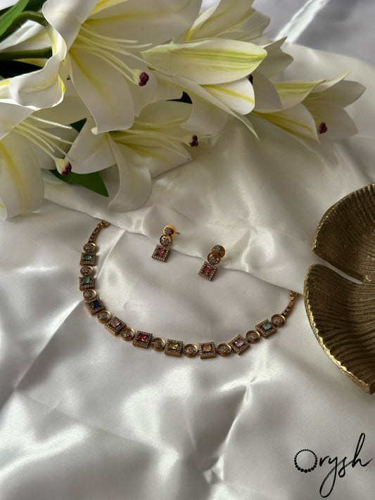 Precious Stone AD Necklace- 147