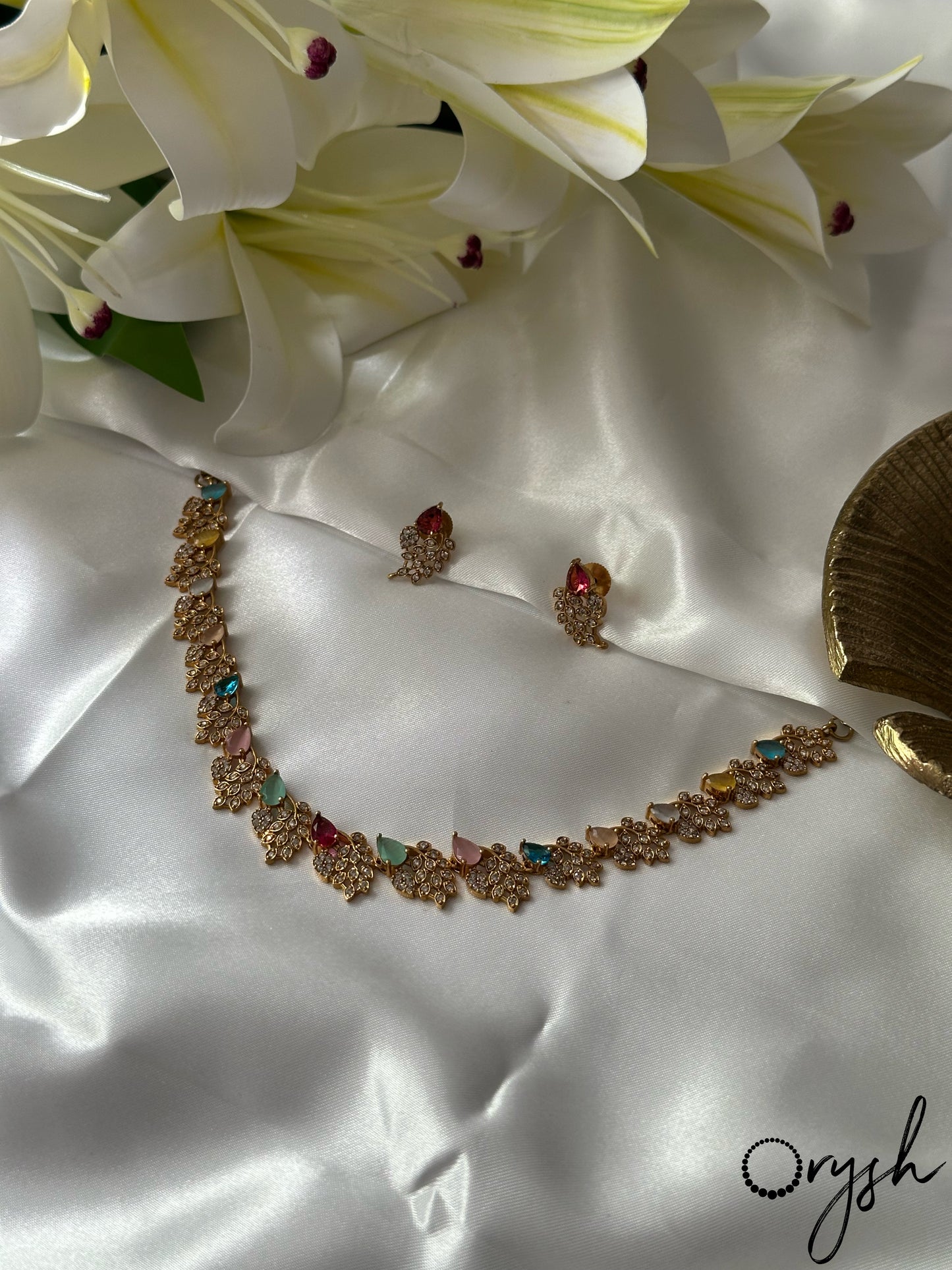 Multi Colour AD Necklace- 143