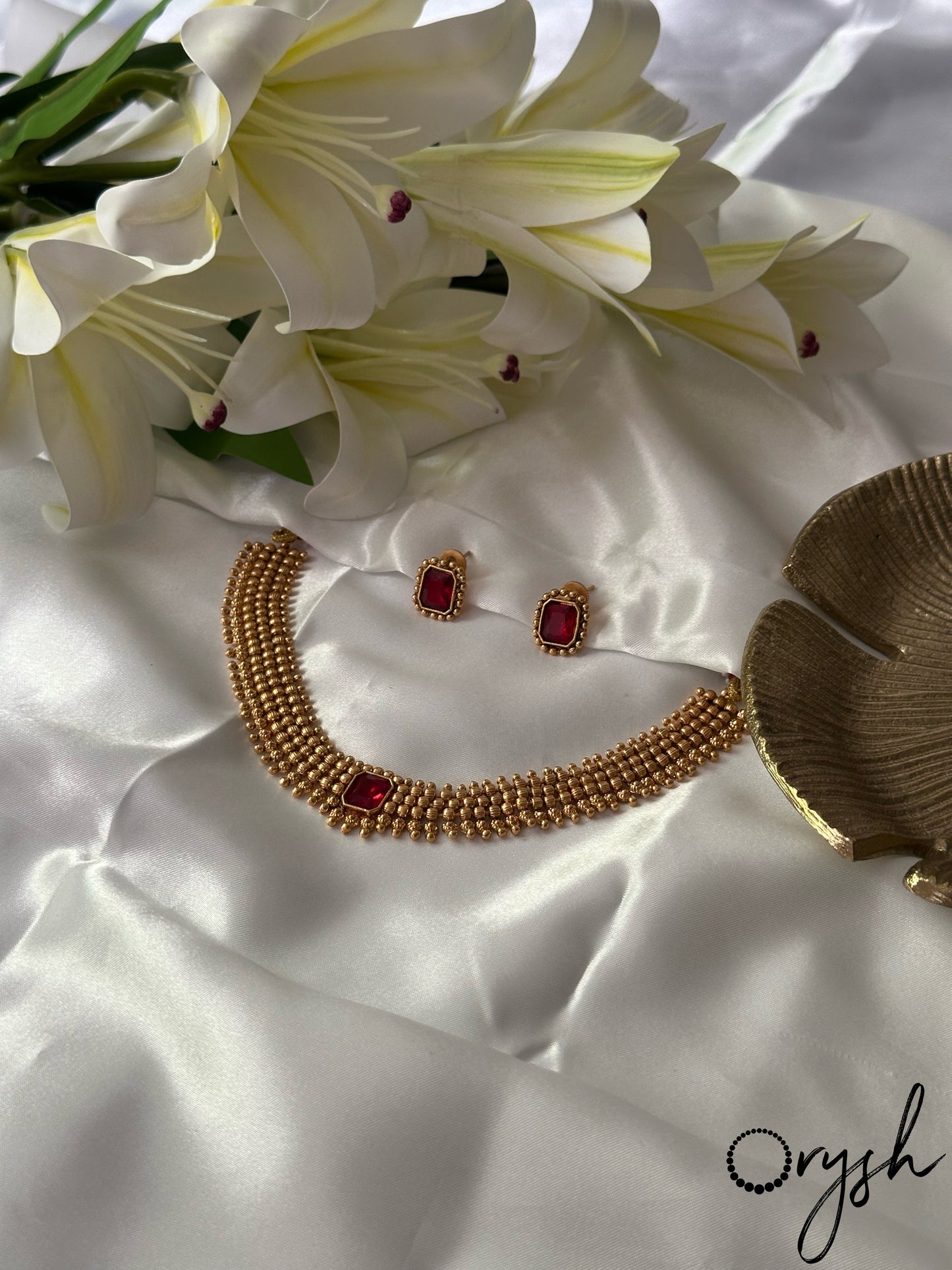 Flexible Gold Beads Necklace- 125