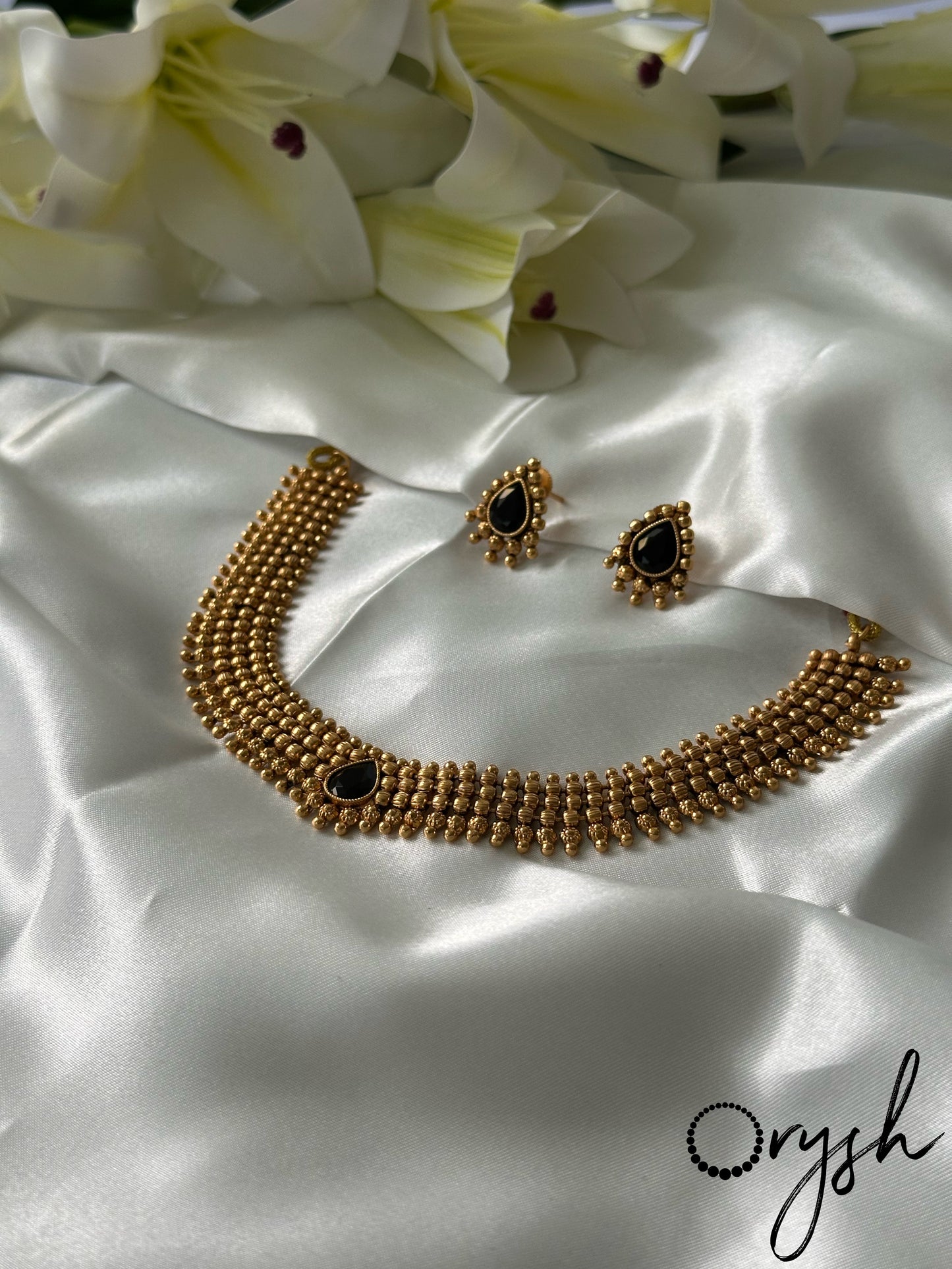 Flexible Gold Beads Necklace- 125