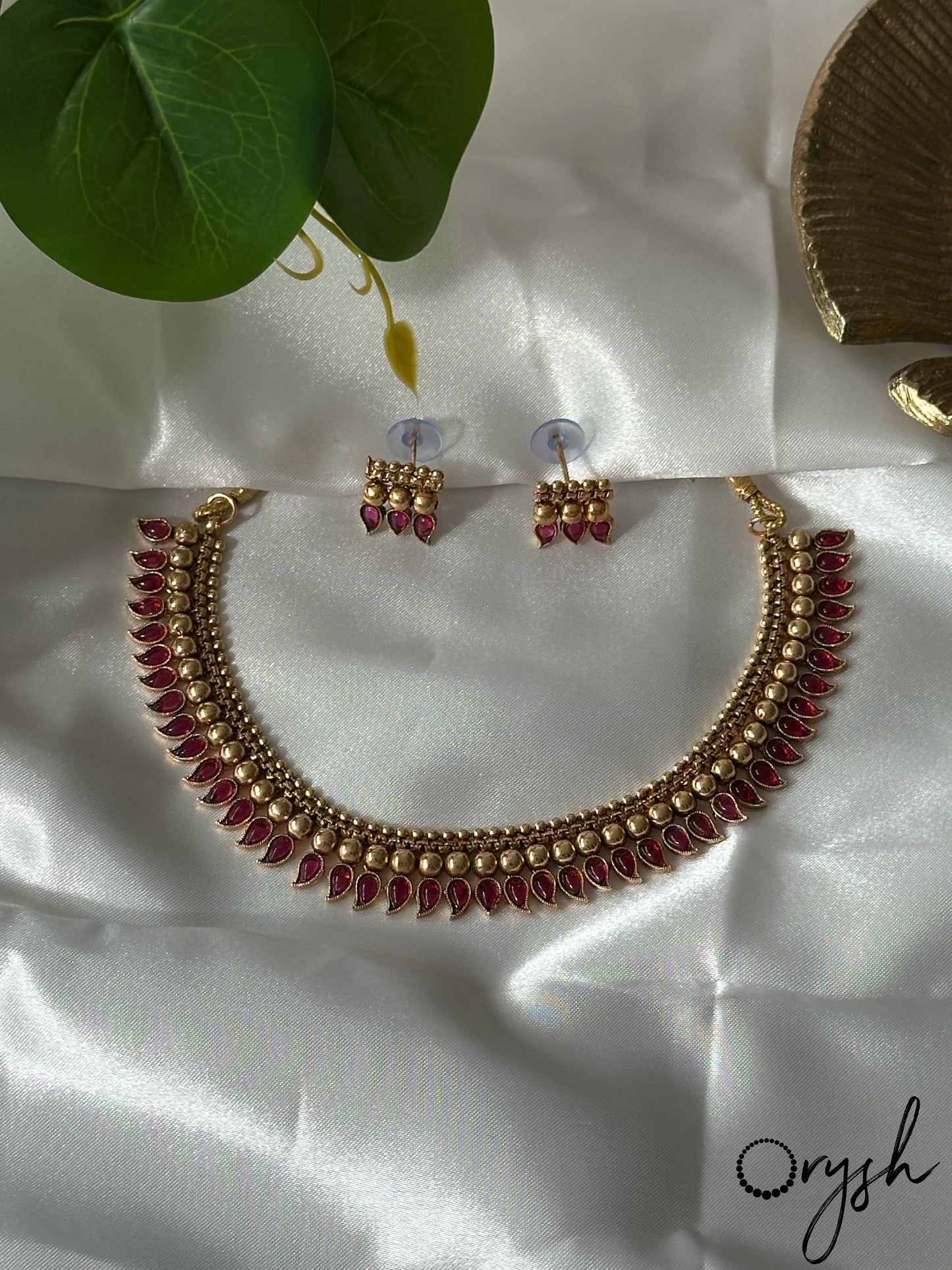 Gold Beads Manga Necklace- 128