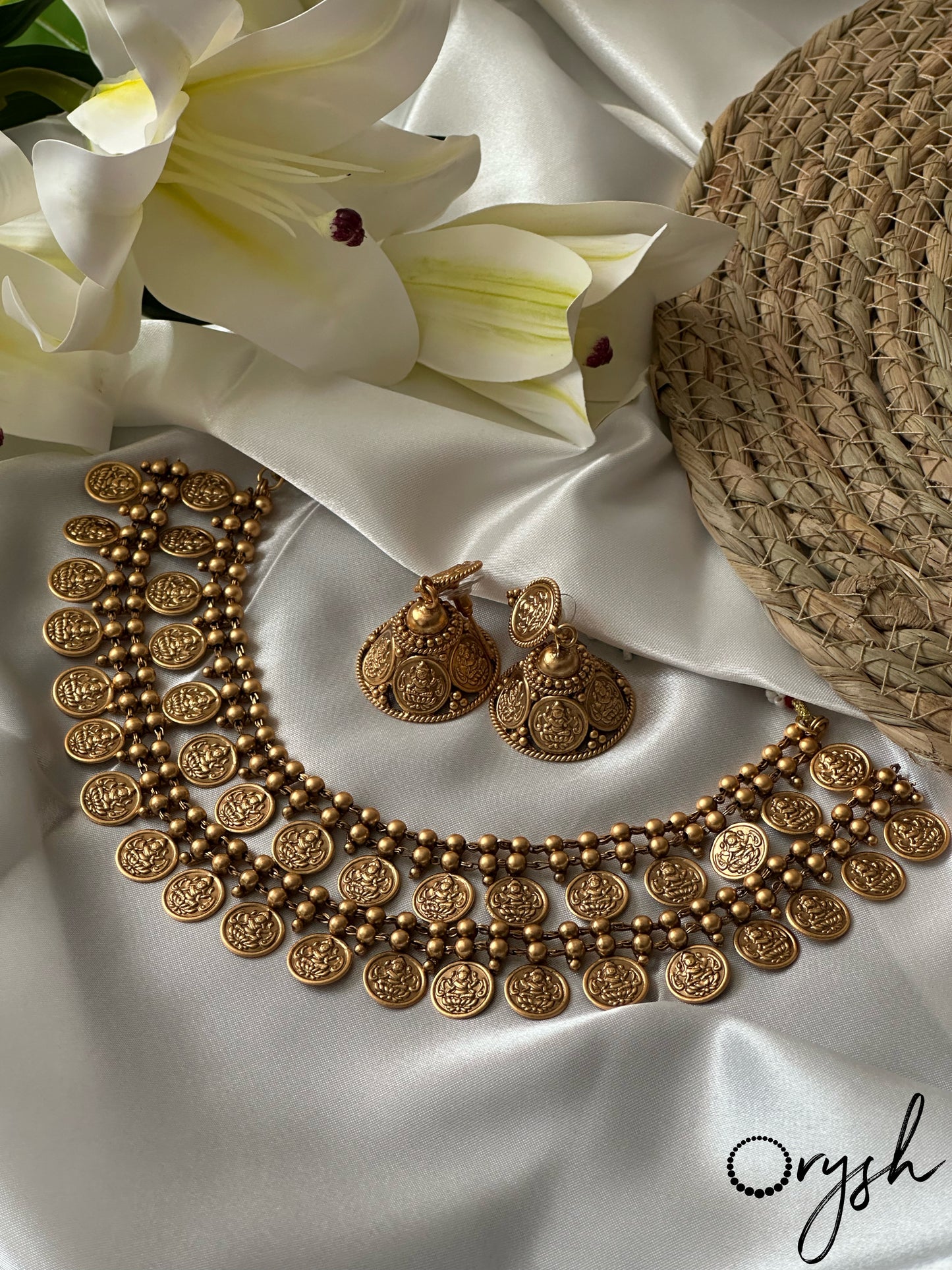 Lakshmi Double Layer Coin Necklace- 108